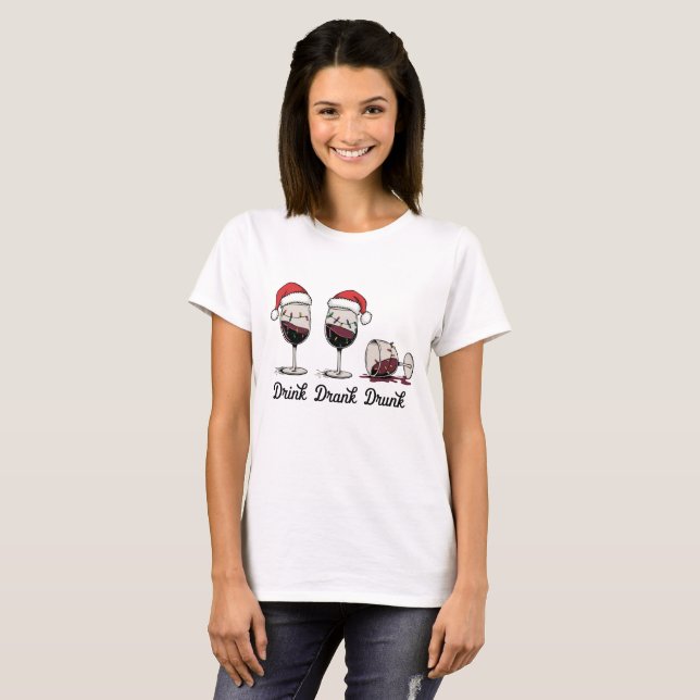 Trink Trank Trunken Weihnachtswein T-Shirt (Vorne ganz)