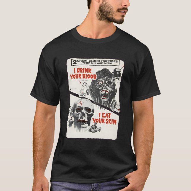 Trinkblut Halloween Monster-Horror-Film T-Shirt (Vorderseite)