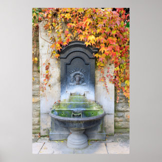 Trinkbrunnen im Herbst, Ungarn Poster
