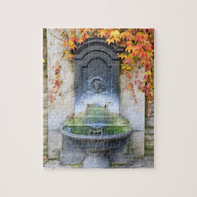 Trinkbrunnen im Herbst, Ungarn Puzzle (Vertikal)