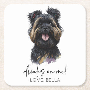 Trinke auf mich! Affenpinscher Dog Wedding Rechteckiger Pappuntersetzer