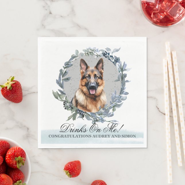 Trinke auf mich! Deutscher Schäferhund Serviette (Beispiel)