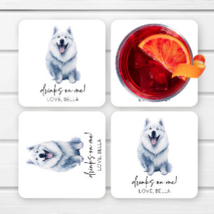 Trinke auf mich! Samoyed Dog Pet Wedding Rechteckiger Pappuntersetzer