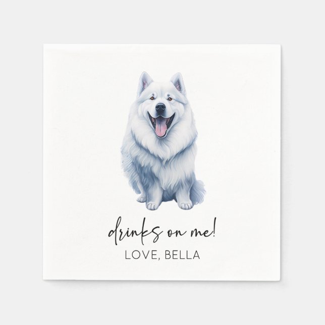 Trinke auf mich! Samoyed Dog Pet Wedding Serviette (Vorderseite)