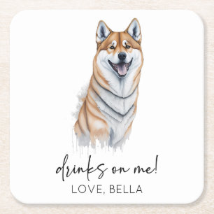 Trinke auf mich! Shiba Inu Dog Pet Wedding Rechteckiger Pappuntersetzer