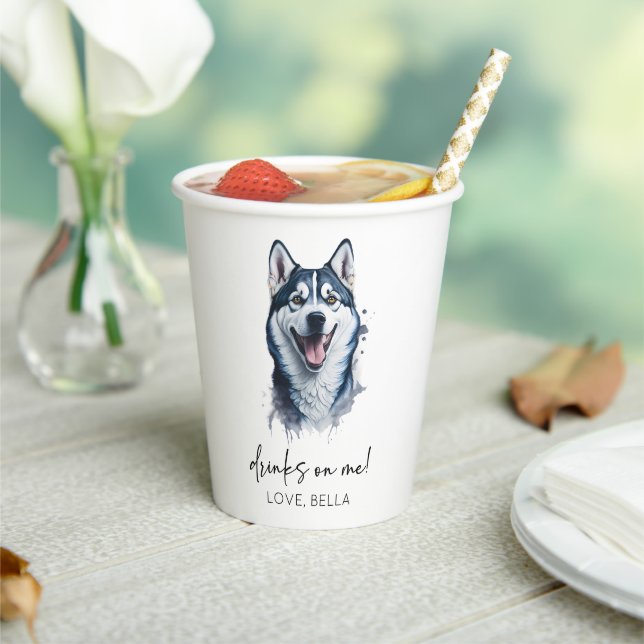 Trinke auf mich! Siberian Husky Dog Pet Wedding Pappbecher (In Situ)