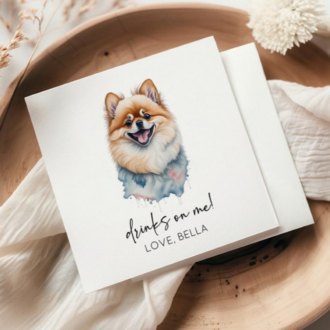 Trinke auf mich! Spitz Dog Pet Hochzeit Serviette (Von Creator hochgeladen)