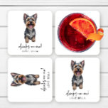 Trinke auf mich! Yorkshire Terrier Yorkie Dog Wedd Rechteckiger Pappuntersetzer<br><div class="desc">Das sind Getränke auf mir! Yorkshire Terrier Yorkie Dog Pet Wedding Paper Untersetzer!</div>