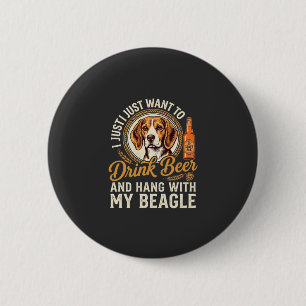 Trinke Bier Beagle Hund Craft Ale Flasche Hopfen Button