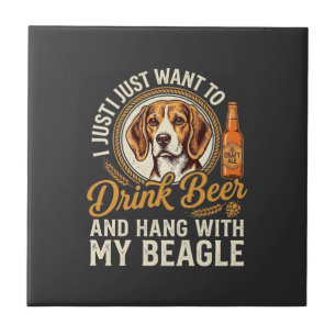 Trinke Bier Beagle Hund Craft Ale Flasche Hopfen Fliese