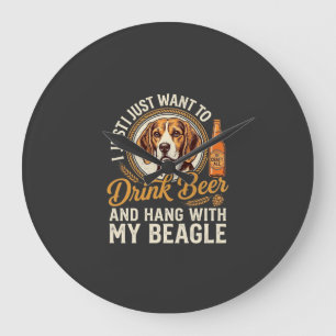 Trinke Bier Beagle Hund Craft Ale Flasche Hopfen Große Wanduhr
