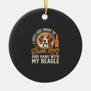 Trinke Bier Beagle Hund Craft Ale Flasche Hopfen Keramik Ornament