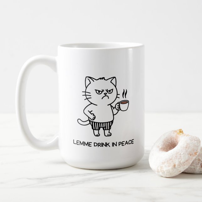 Trinke in Frieden Introvertierter Kaffee Grumpy Ca Kaffeetasse (Mit Donut)