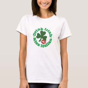 Trinke Irish Kiss Italian Red Lips Shamrock T-Shirt