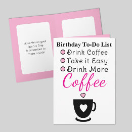Trinke mehr Kaffee weiß rosa Geburtstag Karte