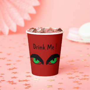 Trinke mich Halloween Böse Augen Rote Papiertassen Pappbecher