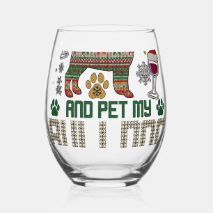 Trinke Wein Bulldogge Hund hässlicher Pullover Wei Weinglas Ohne Stiel