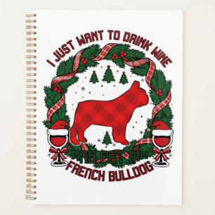 Trinke Wein Französische Bulldogge Hund Rot Karier Planer