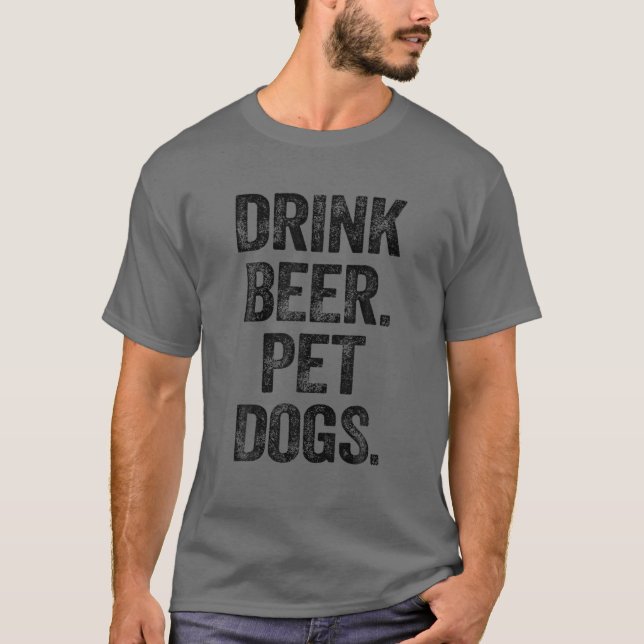 Trinken Bier Haustiere Hunde Funny Dog Vater Lovin T-Shirt (Vorderseite)