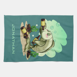 Trinken Fisch individuelle Name Handtuch