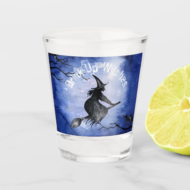 Trinken Hexen Blue Cat Spooky Schnapsglas (Vorderseite)