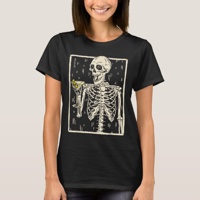 Trinken Martini Schwanz Retro Halloween Kostüm T-Shirt (Vorderseite)