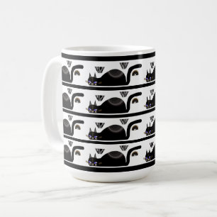 Trinken mit schwarzen Katzen Kaffeetasse