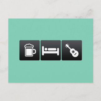 Trinken, Schlafen und Ukuleles Postkarte