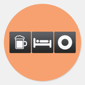 Trinken, Schlafen und Vinyl-Platten Runder Aufkleber