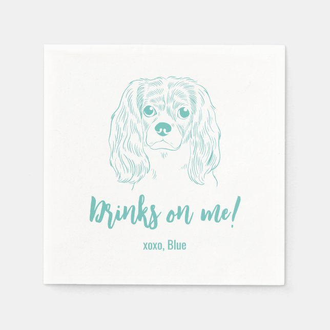 Trinken Sie auf mich! Cavalier Spaniel Wedding Nap Serviette (Vorderseite)