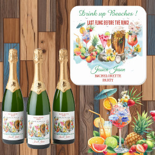 Trinken Sie Beaches Cocktail Frucht Junggesellinne Quadratischer Aufkleber