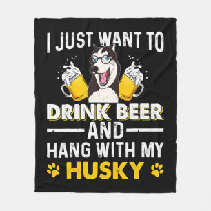 Trinken Sie Bier mit meiner Husky-Hemdgeschenkbien Fleecedecke