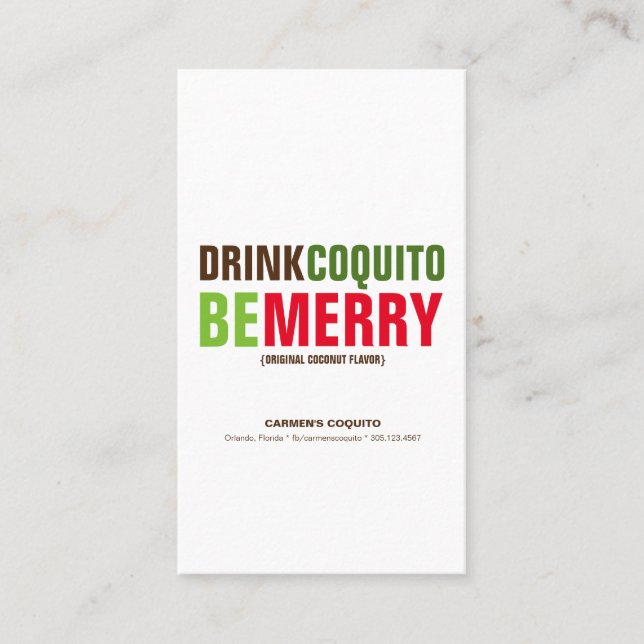 Trinken Sie Coquito sei Merry Business Card Visitenkarte (Vorderseite)