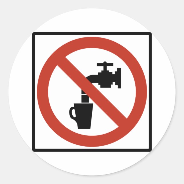 Trinken Sie das Zeichen der Wasserstraße nicht Runder Aufkleber (Vorderseite)