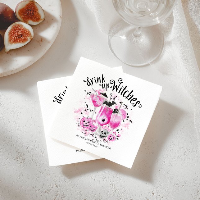 Trinken Sie Hexen Cocktail Halloween Brautparty Serviette (Von Creator hochgeladen)
