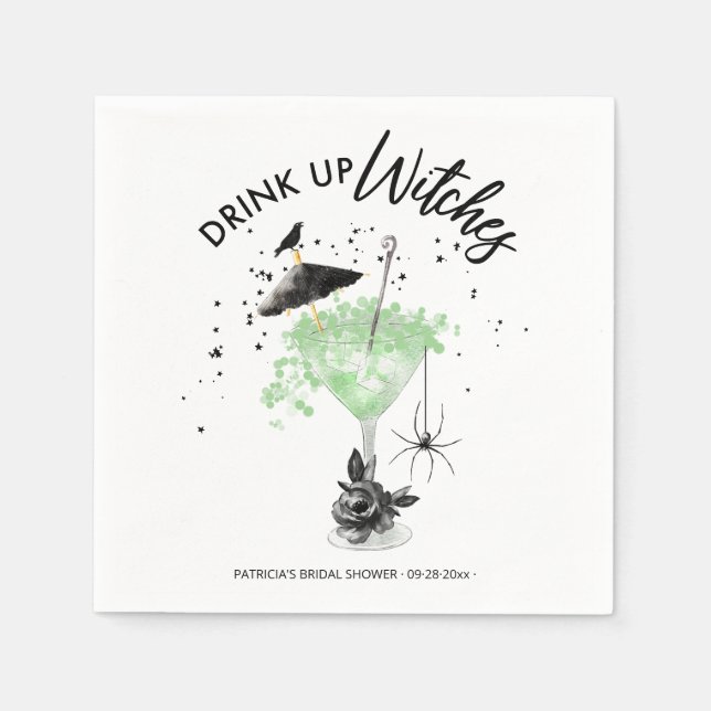 Trinken Sie Hexen Cocktail Halloween Brautparty Serviette (Vorderseite)