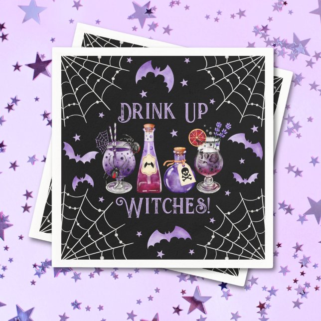 Trinken Sie Hexen Cocktails und KostümHalloween Serviette (Drink Up Witches Cocktails and Costume Halloween Napkins)