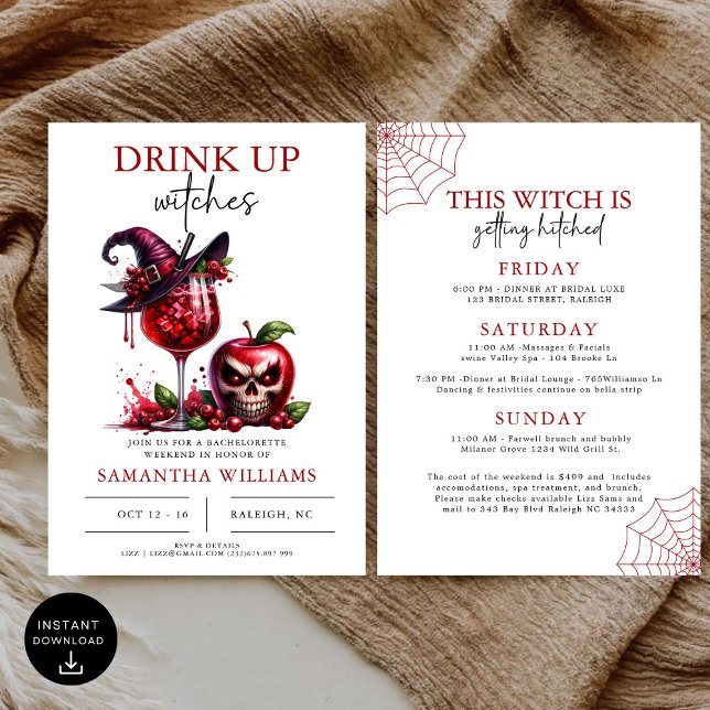 Trinken Sie Hexen gotischen Junggeselinnen-Abschie Einladung (Von Creator hochgeladen)