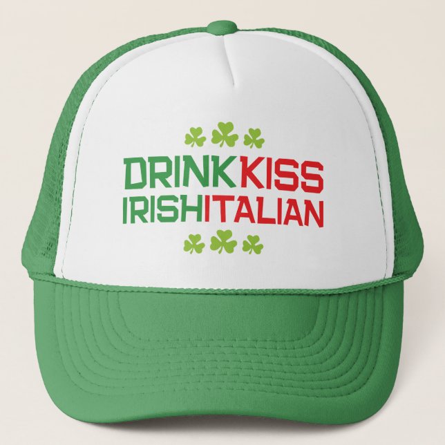 Trinken Sie Irish Kiss Italienisch mit Kleeblatts  Truckerkappe (Vorderseite)