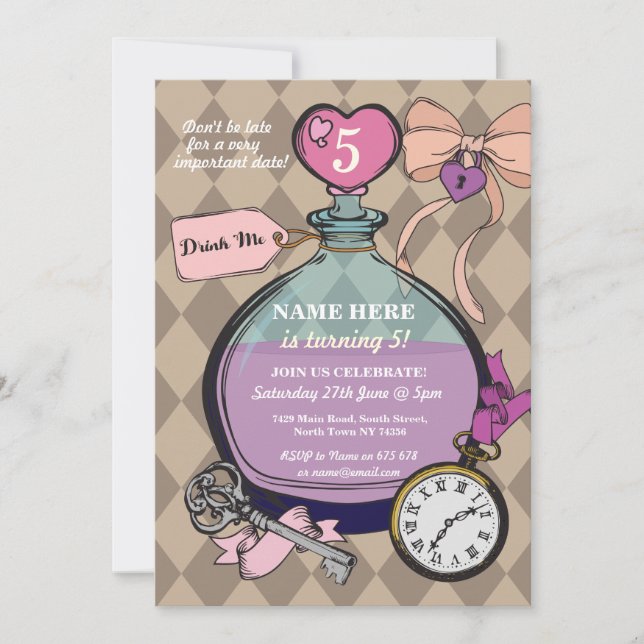 Trinken Sie mich Einladungs-Alice im Einladung (Vorderseite)