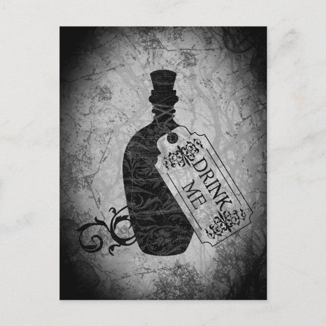 Trinken Sie mir Flasche Grau Postkarte (Vorderseite)