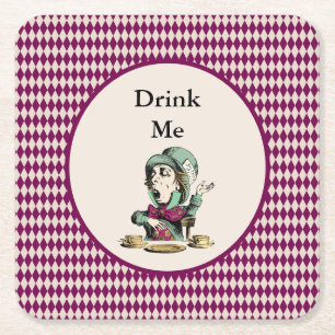 Trinken Sie mir Mad Hatter Alice im Wunderland Rechteckiger Pappuntersetzer