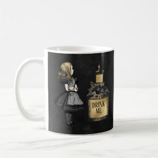 Trinken Sie mir schwarze und goldene Alice im Wund Kaffeetasse