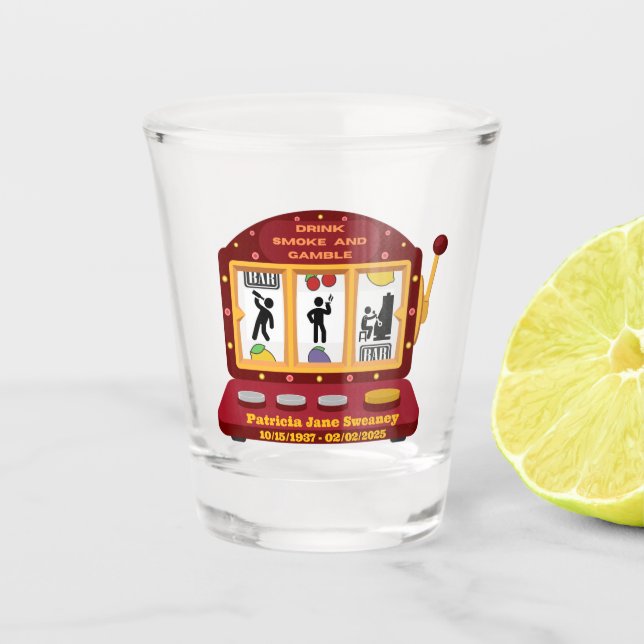 Trinken Sie Rauch und Gamble Shot Glass Schnapsglas (Vorderseite)
