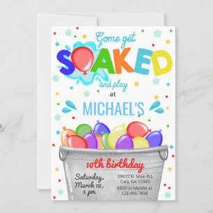 Trinken Sie, Wasserballons Junge zum Geburtstag ei Einladung