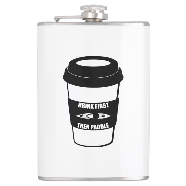 Trinken Sie zuerst dann Paddel Flachmann (Vorderseite)