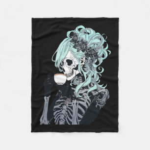 Trinken Skeleton Messy Bun Halloween Kostümmädchen Fleecedecke