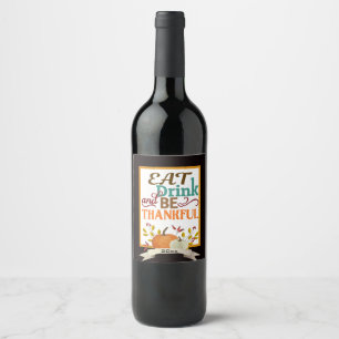 Trinken und dankbar sein, Pumpkin Erntedank Wein Weinetikett