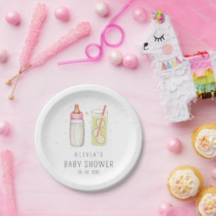 Trinken und Sehen, Willkommen Baby Mädchen, Neue B Pappteller
