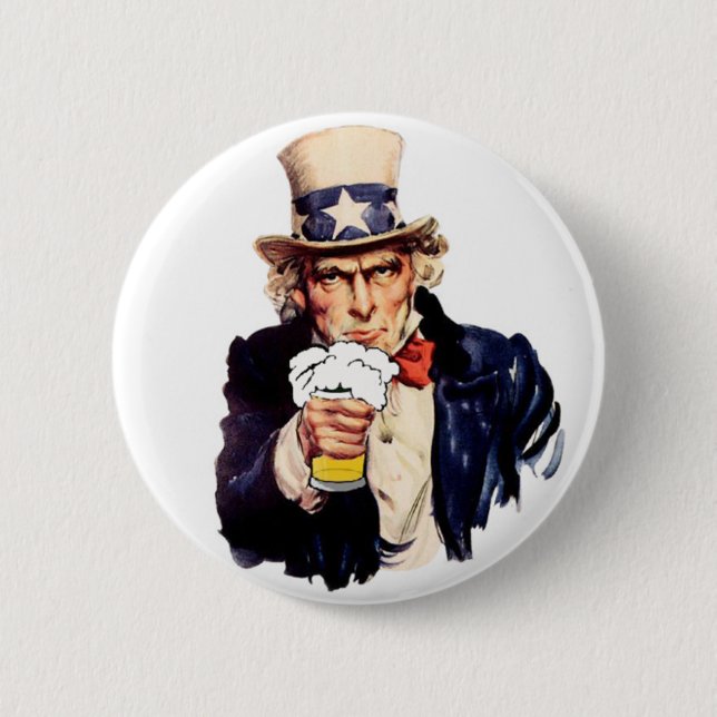 Trinken von Onkel Sam Button (Vorderseite)